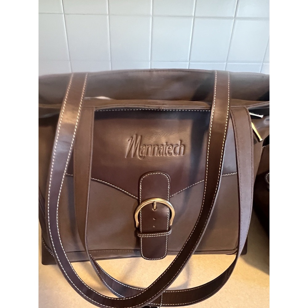 Bellino Mannatech Genuine Brown leather Shoulder Luggage Travel Laptop Bag NWT